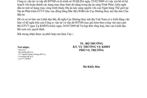 Công văn 1495/BGTVT-KHĐT đầu tư hạng mục Dự án cảng Ninh Phúc