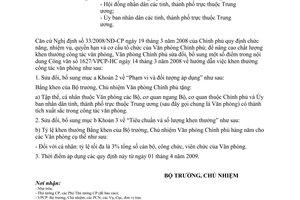 Công văn 1640/VPCP-HC bổ sung hướng dẫn khen thưởng công tác văn phòng