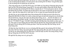 Công văn 1521/BGTVT-TC hướng dẫn tính chi phí quản lý dự án đường Hồ Chí Minh giai đoạn 2