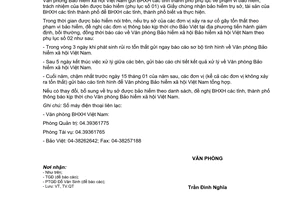 Công văn 12/BHXH-VP bảo hiểm trụ sở, tài sản