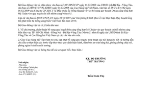 Công văn 1517/BGTVT-KHĐT bổ sung quy hoạch bến cảng tổng hợp Mỹ Xuân vào quy hoạch chi tiết nhóm cảng biển số 5