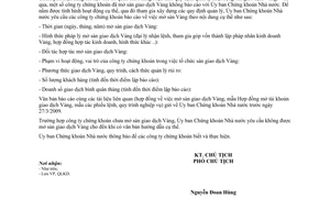 Công văn 405/UBCK-QLKD yêu cầu báo cáo mở sàn vàng của các công ty chứng khoán