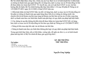 Công văn 3046/BTC-TCT điều kiện chứng từ thanh toán qua ngân hàng để được khấu trừ, hoàn thuế GTGT