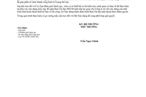 Công văn 435/BXD-HTKT tiếp tục xây dựng cột mốc số 1196 tại Cửa khẩu Hữu nghị - Lạng Sơn