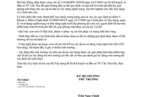 Công văn 479/BXD-HTKT hướng dẫn cụ thể quy định về mức hỗ trợ kinh phí đền bù, giải phóng mặt bằng cho các dự án đầu tư xây dựng nghĩa trang