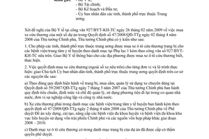 Công văn 449/TTg-KTTH mua xe cứu thương của một số dự án trong Quyết định số 47/2008/QĐ-TTg của Thủ tướng Chính phủ