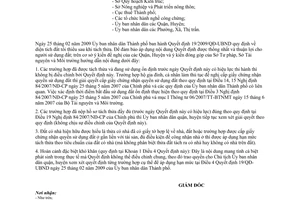 Công văn 2116/TNMT-ĐKKTĐ hướng dẫn áp dụng Quyết định 19/2009/QĐ-UBND ngày 25/02/2009 của Ủy ban nhân dân thành phố