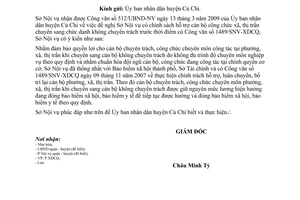 Công văn 330/SNV-XDCQ bảo lưu hệ số lương cho cán bộ công chức chuyển sang cán bộ không chuyên trách