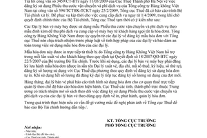 Công văn 1157/TCT-CS chứng từ bán vé máy bay và thu phí dịch vụ của khách hàng