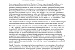 Official Dispatct No. 2348/BTC-TCT of March 3, 2009, on enterprise income tax incentives