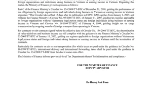 Official Dispatch No. 2665/BTC-TCT, on the implementation of Circular No. 134/20