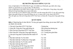 Quyết định 613/QĐ-BGTVT  thành lập Ban tổ chức hội thi “Tin học giỏi ngành Giao thông vận tải năm 2009”