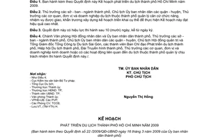 Quyết định 22/2009/QĐ-UBND  kế hoạch phát triển du lịch thành phố Hồ Chí Minh năm 2009