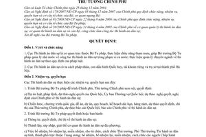 Quyết định  32/2009/QĐ-TTg  quy định chức năng, nhiệm vụ, quyền hạn và cơ cấu tổ chức của Cục Thi hành án dân sự trực thuộc Bộ Tư pháp