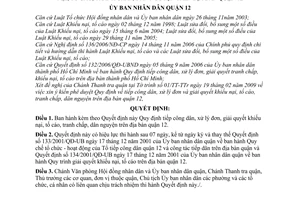 Quyết định 02/2009/QĐ-UBND quy định tiếp công dân, xử lý đơn và giải quyết khiếu nại, tố cáo, tranh chấp, dân nguyện trên địa bàn quận 12