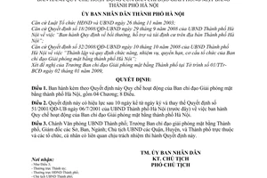 Quyết định  53/2009/QĐ-UBND  Quy chế hoạt động của Ban chỉ đạo Giải phóng mặt bằng thành phố Hà Nội