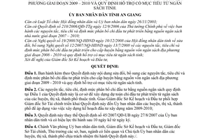 Quyết định 08/2009/QĐ-UBND  sửa đổ  nguyên tắc, tiêu chí và định mức phân bổ chi đầu tư phát triển cho cấp huyện bằng nguồn vốn địa phương 2009-2010