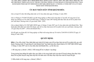 Quyết định 486/QĐ-UBND 2009 hỗ trợ thực hiện dự án hỗ trợ phát triển sản xuất Khánh Hòa