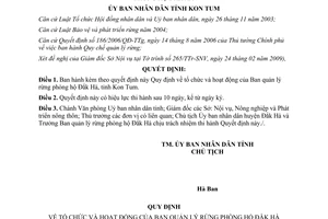 Quyết định 18/2009/QĐ-UBND tổ chức hoạt động Ban quản lý rừng phòng hộ Đắk Hà