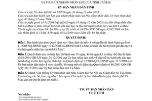 Quyết định 04/2009/QĐ-UBND quy định chi tiết và hướng dẫn thi hành NQ 11/2008/NQ-HĐND