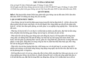 Quyết định  35/2009/QĐ-TTg  phê duyệt điều chỉnh chiến lược phát triển giao thông vận tải đến năm 2020, tầm nhìn đến năm 2030
