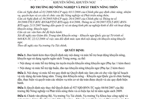 Quyết định 526/QĐ/BNN-TC  quy định tạm thời nội dung và mức hỗ trợ cho hoạt động khuyến nông, khuyến ngư