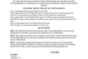 Quyết định 03/QĐ-TTLK hoạt động đăng ký mã số giao dịch