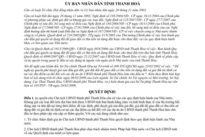 Quyết định số 651/QĐ-UBND 2009 phê duyệt giá sàn đấu giá thu tiền đất tái định cư Ủy ban Thanh Hóa