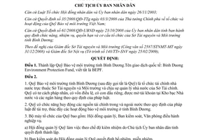 Quyết định 805/QĐ-UBND 2009 Quỹ Bảo vệ môi trường Sở Tài nguyên Môi trường Bình Dương