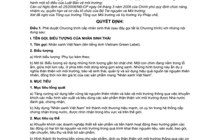 Quyết định 253/QĐ-BTNMT  Chương trình cấp nhãn sinh thái