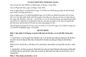 Quyết định 13/2009/QĐ-UBND Quy định số lượng tiêu chuẩn chế độ chính sách