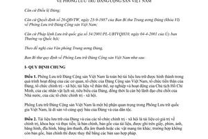 Quy định 210-QĐ/TW Phông Lưu trữ Đảng Cộng sản Việt Nam do Ban Chấp hành