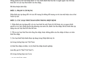 Hiệp định tránh thuế hai lần ngăn trốn lậu thuế thu nhập giữa Việt Nam Ca-ta