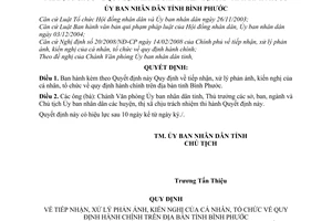 Quyết định 10/2009/QĐ-UBND tiếp nhận, xử lý phản ánh, kiến