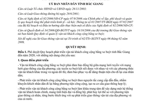 Quyết định 15/2009/QĐ-UBND phát triển vận tải khách bằng xe buýt Tỉnh Bắc Giang