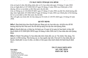 Quyết định 06/2009/QĐ-UBND bảng giá các loại nhà cửa, vật kiến trúc để bồi thường thiệt hại kh nhà nước thu hồi đất