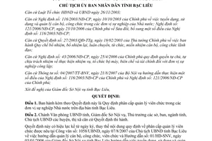 Quyết định 531/QĐ-UBND năm 2009 Quy định phân cấp quản lý viên chức Bạc Liêu