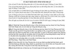 Quyết định 82/2009/QĐ-UBND Trung tâm Khuyến công Xúc tiến thương mại Ninh Thuận