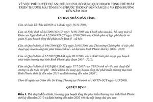Quyết định 606/QĐ-UBND 2009 điều chỉnh quy hoạch tổng thể phát triển thương mại 2010 2020 Bình Phước