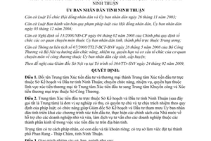 Quyết định 83/2009/QĐ-UBND Trung tâm Xúc tiến đầu tư thương mại Ninh Thuận