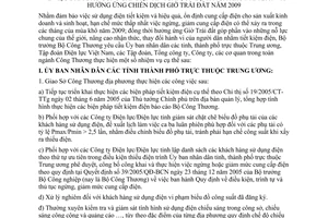 Chỉ thị 04/CT-BCT đảm bảo cung cấp điện an toàn, ổn định mùa khô năm 2009 hưởng ứng chiến dịch Giờ Trái đất năm 2009