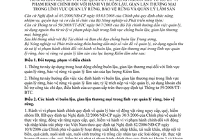 Thông tư 13/2009/TT-BNN sử dụng thu xử lý vi phạm hành chính hành vi buôn lậu, gian lận thương mại quản lý bảo vệ rừng lâm sản
