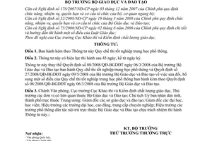 Thông tư 04/2009/TT-BGDĐT quy chế thi tốt nghiệp trung học phổ thông