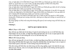 Thông tư 14/2009/TT-BNN quản lý môi trường chế biến thủy sản