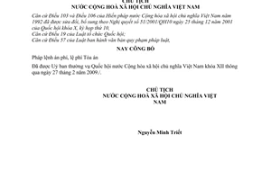 Lệnh công bố Pháp lệnh án phí, lệ phí Tòa án 03/2009/L-CTN