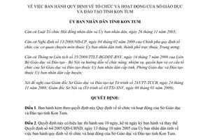 Quyết định 20/2009/QĐ-UBND tổ chức và hoạt động của Sở Giáo dục Đào tạo Kon Tum
