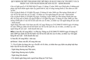 Thông tư 04/2009/TT-NHNN hỗ trợ lãi suất tổ chức cá nhân vay vốn ngân hàng để sản xuất kinh doanh sửa đổi 02/2009/TT-NHNN