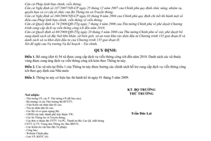 Thông tư 05/2009/TT-BTTTT bổ sung vùng cung cấp dịch vụ viễn thông công ích năm 2010