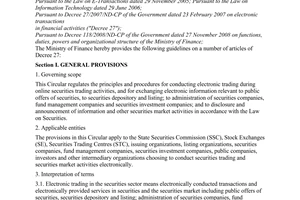 Circular No. 50/2009/TT-BTC of March 16, 2009, guiding electronic trading on the securities market.