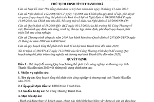 Quyết định 948/QĐ-UBND 2009 Quy hoạch phát triển công nghiệp thương mại Thanh Hóa